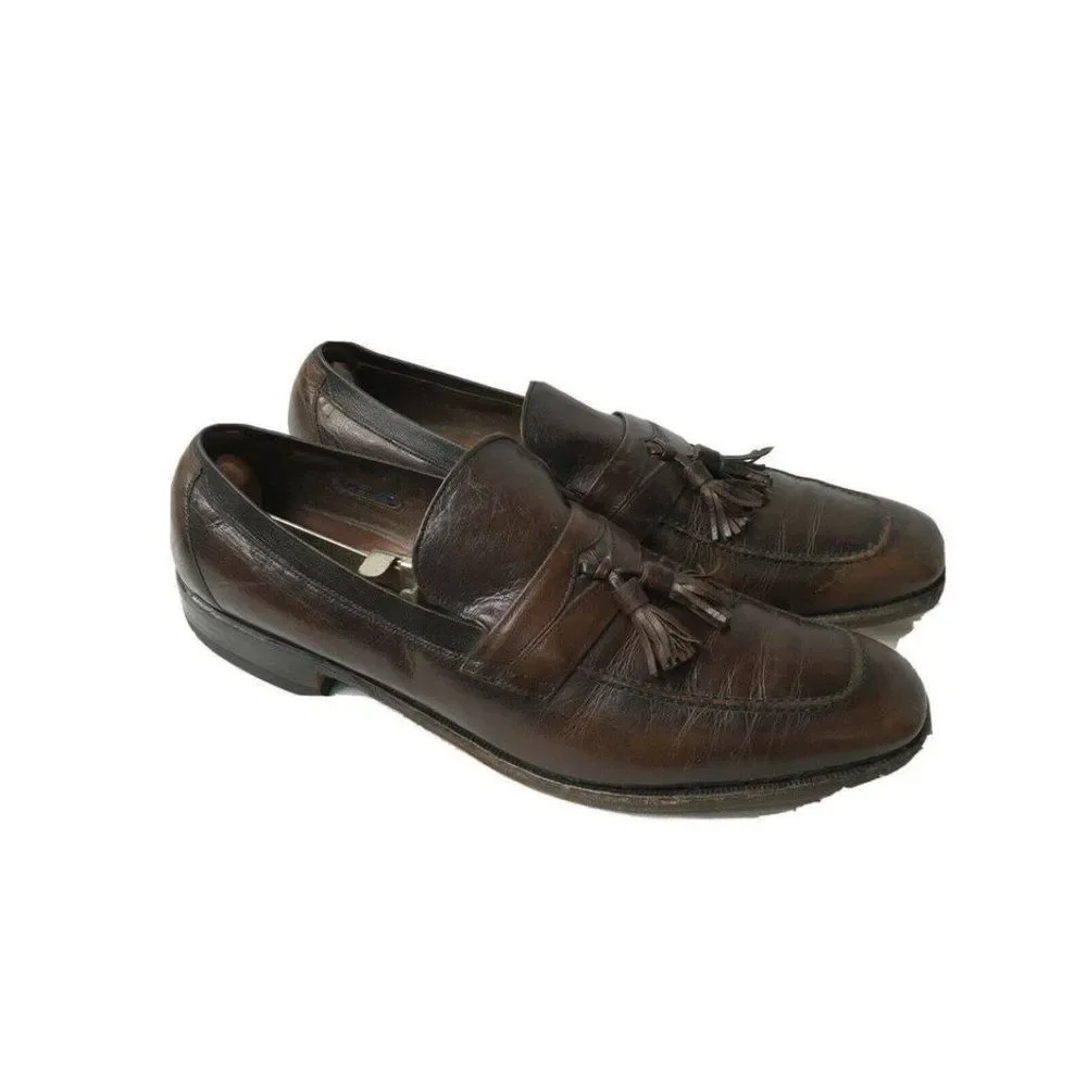 Allen Edmonds "Biscayne" cordovan leather tasseled dress loafers shoe brown US13 - Picture 1 of 16